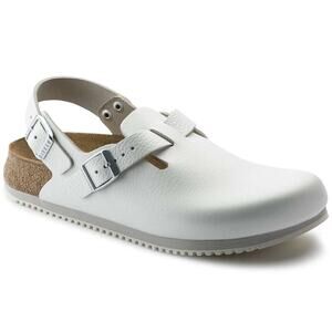 NEW Birkenstock Tokio Super Grip White Leather Clogs Backstrap Work Shoes